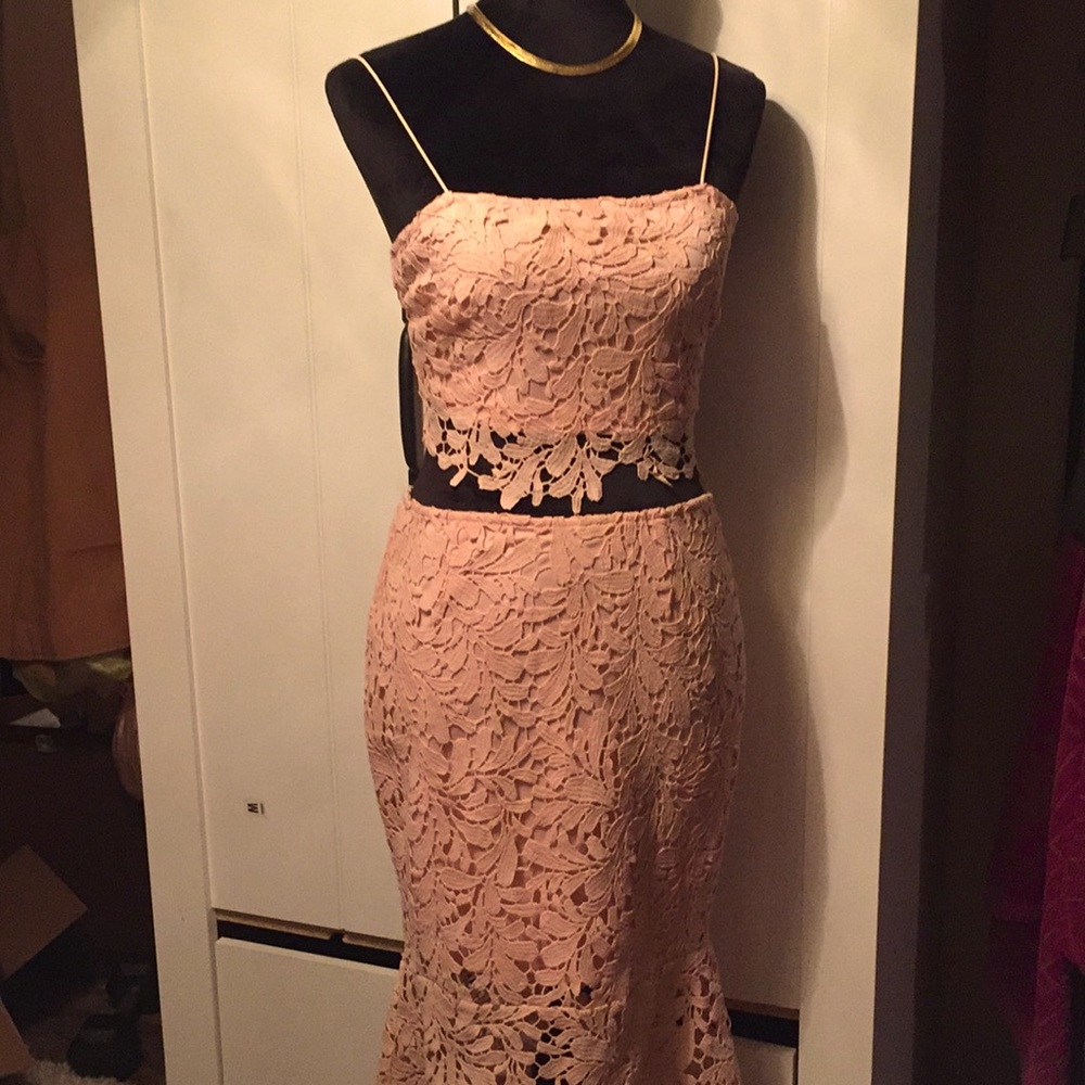 Peach lace Two piece set